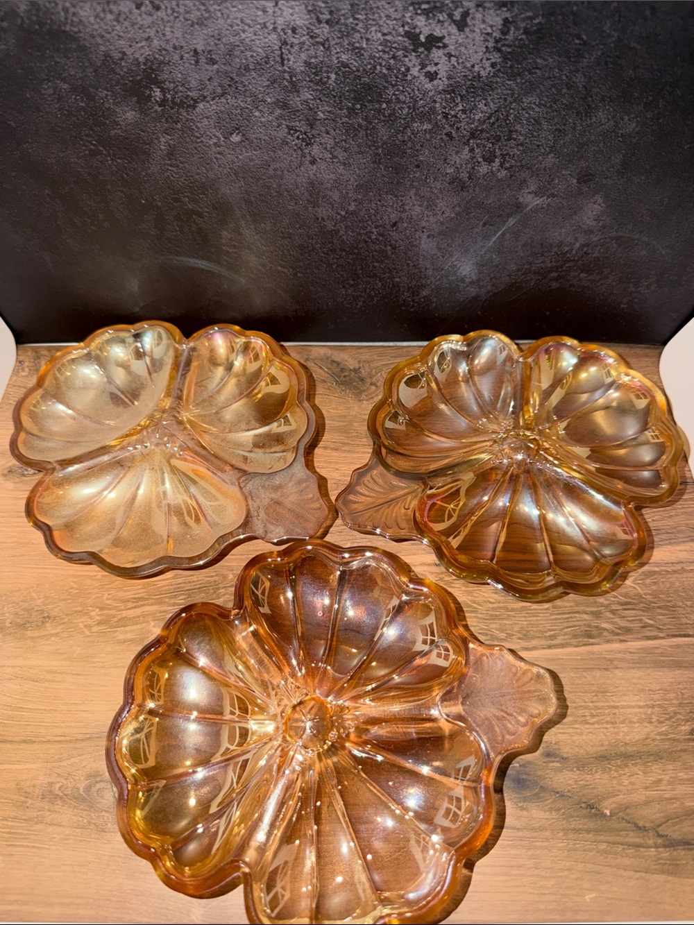 Marigold Glass Divided Serving Dishes - Set of 3